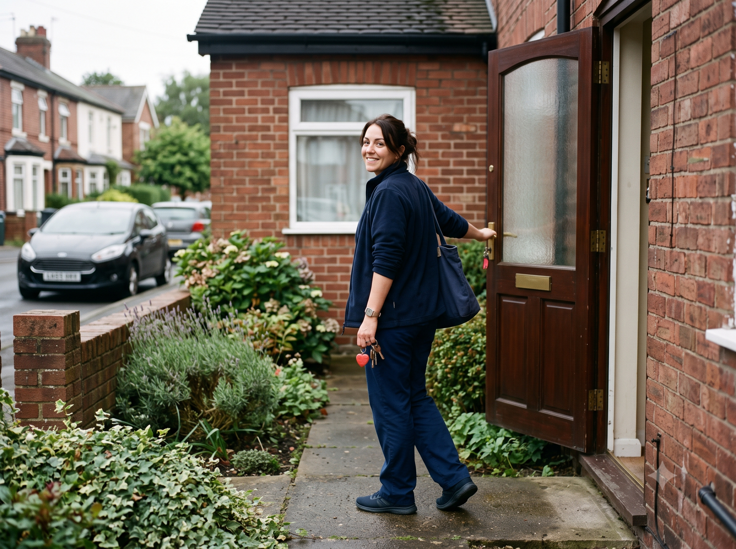 Care worker on a Health and Care Worker visa collecting the keys to their UK home