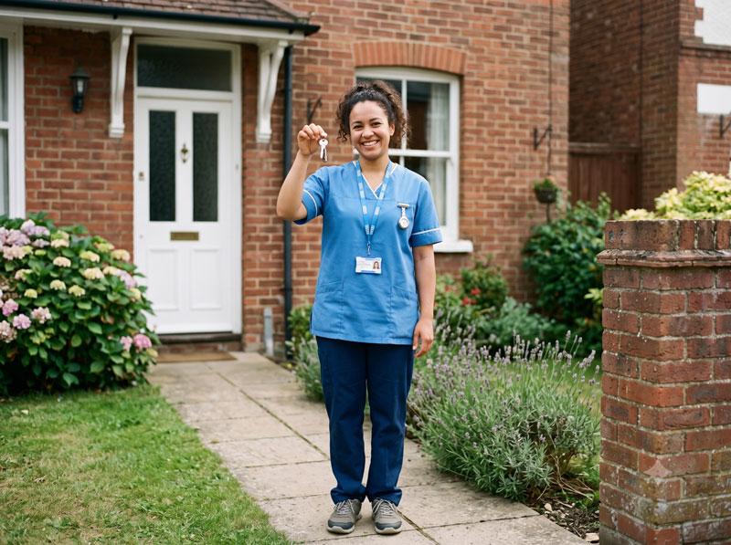 Nurse on the NHS holding the keys to her first UK home