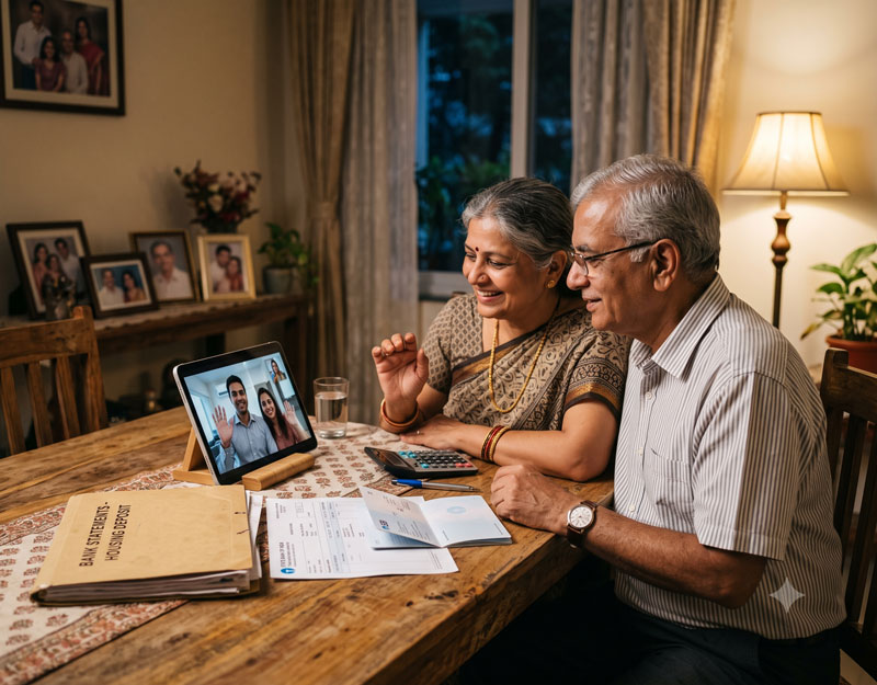Family in India helping with a deposit for a UK skilled worker visa mortgage
